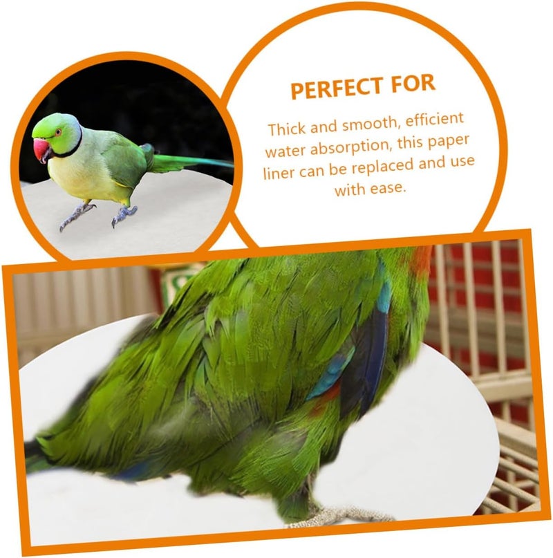 FONDOTIN 100pcs Round Bird Cage Liners Absorbent Parakeet Cage Cushions for Pet Birds Breathable Non-Toxic Accessories Easy Cleanup and Leak-Resistant Pads for Parrots - Image 4